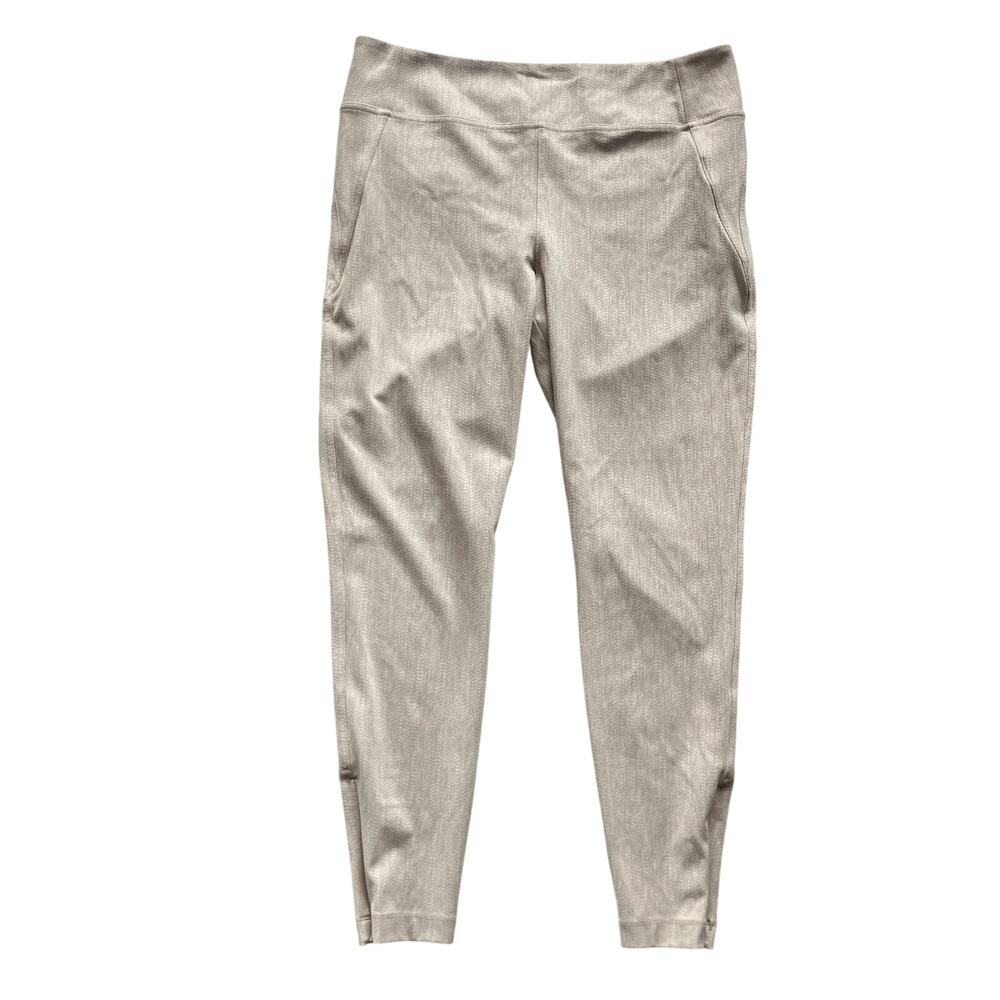 Athleta Delancey Skyline Leggings Cream Braiden Zipper Ankles Size Large